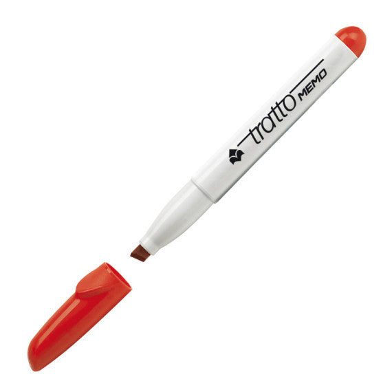 Pennarello a secco Tratto Memo per lavagne cancellabili  - punta a scalpello - tratto 6,5mm - astuccio 4 colori - Tratto