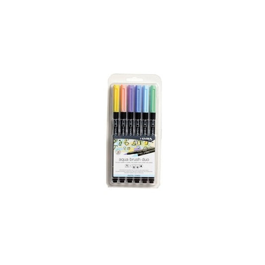 Pennarello Aqua Brush Duo - colori pastel - Lyra - conf. 6 pezzi