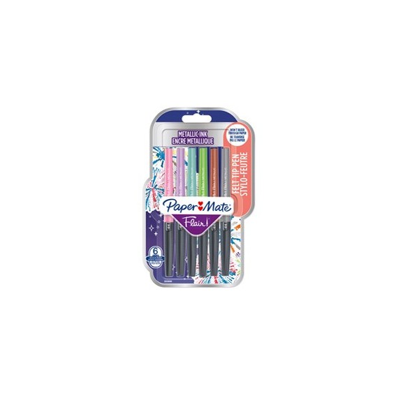 Pennarello Flair Nylon - colori assortiti Metallic - Papermate - conf. 6 pezzi