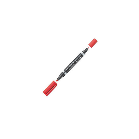 Pennarello Lumocolor Permanent Duo 348 punta feltro - punta 0,6mm e 1,5mm - rosso - Staedtler