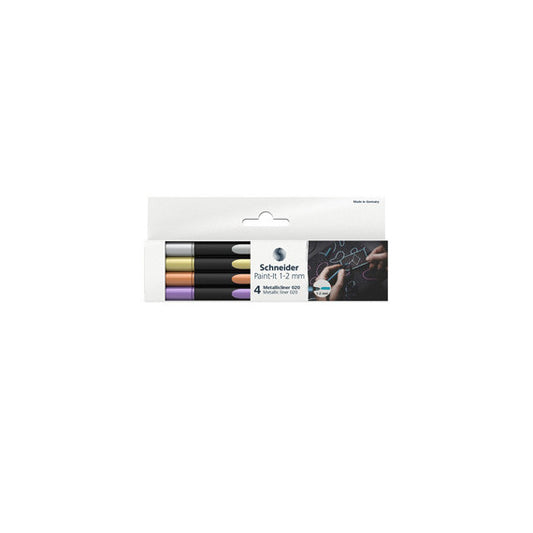 Pennarello Metallic Liner 020 - punta 1,2 mm - colori assortiti - Schneider - conf. 4 pezzi