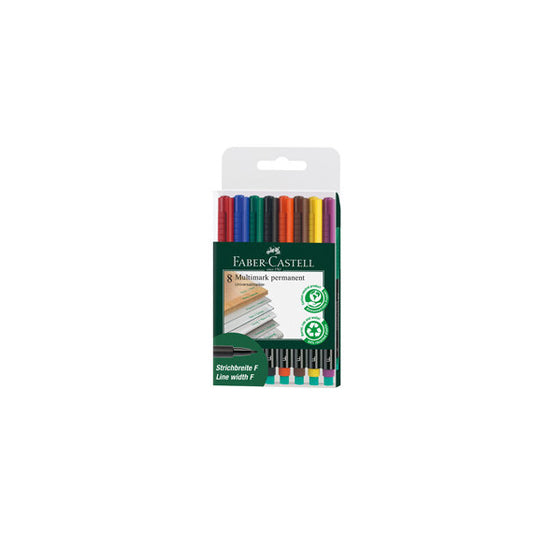 Pennarello Multimark universale permanente con gomma - punta fine 0,6mm - astuccio 8 colori - Faber Castell