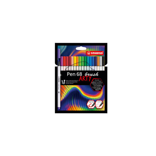 Pennarello Pen 68 Brush Arty Line 568/12 - colori assortiti - Stabilo - astuccio 12 pezzi