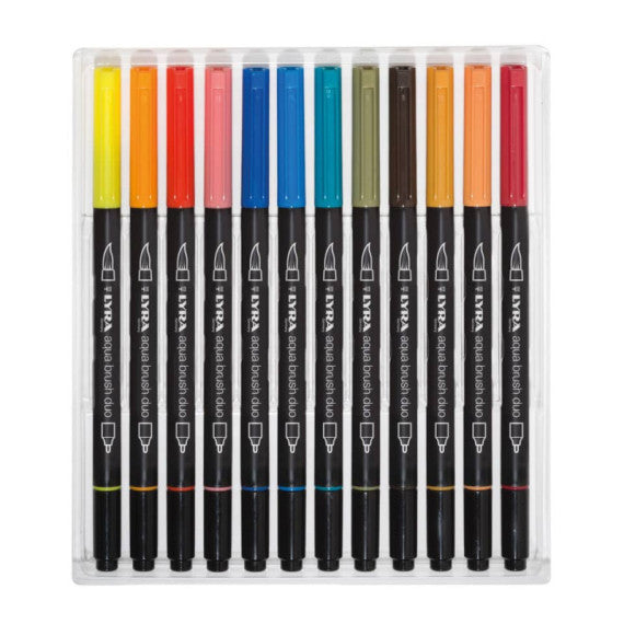 Pennarello punta fine AQUA BRUSH DUO colori assortiti Lyra confezione appendibile 24 pezzi - L6521240