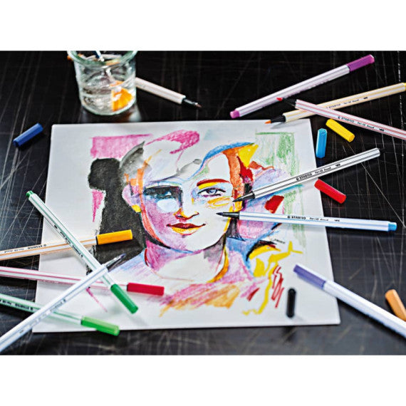 Pennarello Stabilo Arty Line Pen 68 brush punta a pennello in conf. 24 colori assortiti - 568/24-21-20