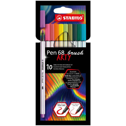Pennarello Stabilo Arty Line Pen 68 brush punta a pennello in conf. 8 colori assortiti - 568/10-21-20