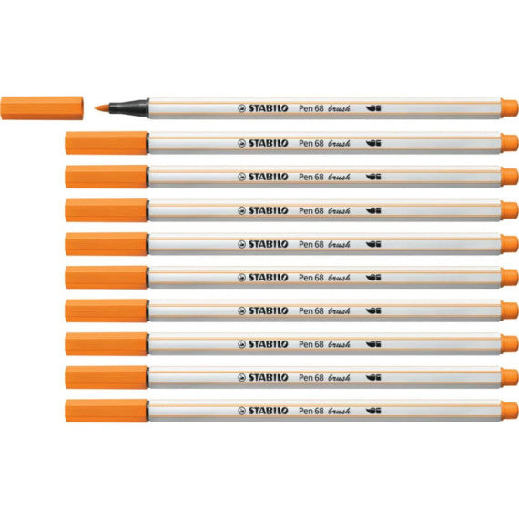 Pennarello Stabilo Pen 68 brush - punta a pennello - M 1 mm arancio 568/54