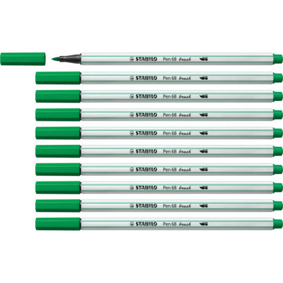 Pennarello Stabilo Pen 68 brush - punta a pennello - M 1 mm verde smeraldo 568/36