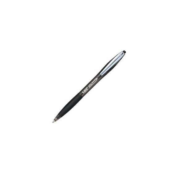Penne a sfera a scatto Atlantis Soft - punta 1,0mm - nero  - clip in metallo - Bic - conf. 12 pezzi