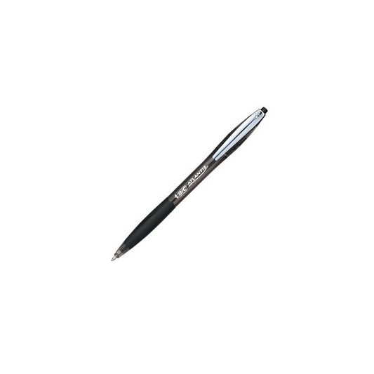 Penne a sfera a scatto Atlantis Soft - punta 1,0mm - nero  - clip in metallo - Bic - conf. 12 pezzi