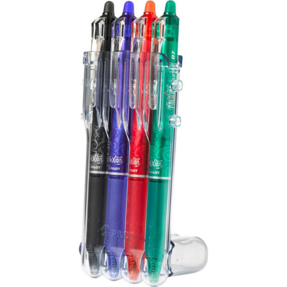 Penne a sfera cancellabili Pilot Frixion Ball Clicker 0,7 mm nero blu rosso verde Set2go 4 pezzi - 006822