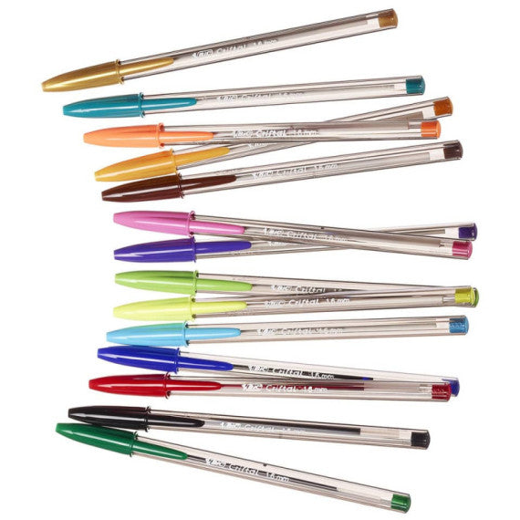 Penne a sfera con cappuccio BIC Cristal Large Multicolour 1,6 mm assortiti Conf. 15 pezzi - 964899
