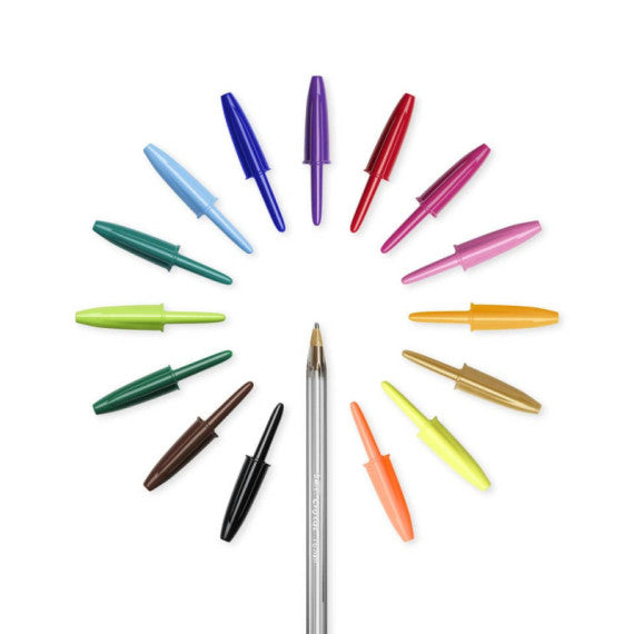 Penne a sfera con cappuccio BIC Cristal Large Multicolour 1,6 mm assortiti Conf. 15 pezzi - 964899
