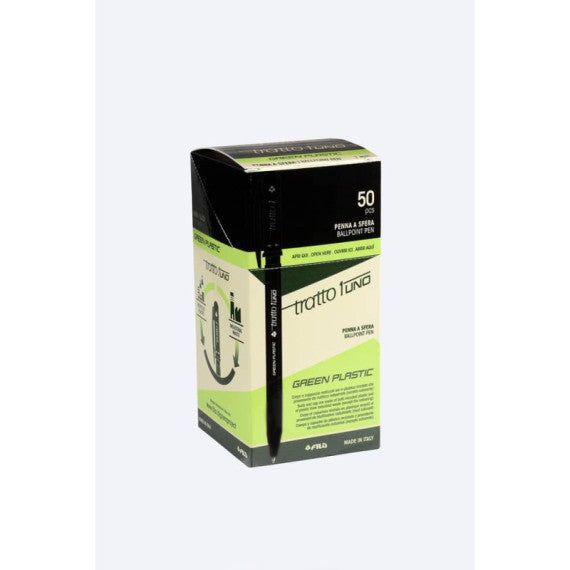 Penne a sfera Tratto 1Uno Green Plastic punta 1 mm - tratto 0,5 mm - nero Conf. 50 pezzi - F838303