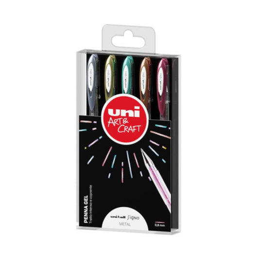 Penne gel a sfera Uni-Ball Signo 120 0,7 mm - colori metal - conf. 5 pezzi - M UM120NM 5P