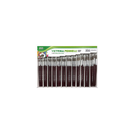 Pennelli punta tonda - pelo di pony - serie 9124 - Lebez - assortimento vetrinetta 228 pezzi