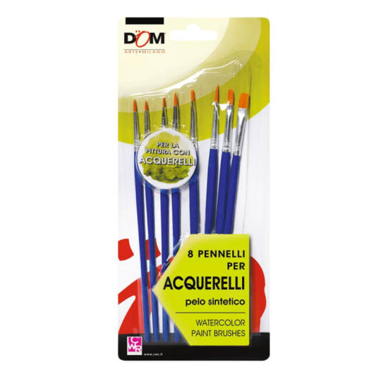 Pennello in pelo sintetico DOM - conf. 8 pezzi - per acquerello 11651