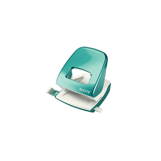 Perforatore 5008 New NeXXt WOW - passo 8 cm - max 30 fogli - 2 fori - acqua marina metallizzato - Leitz