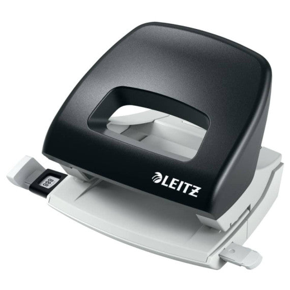 Perforatore a 2 fori con guida Leitz Metal Rim 5038 nero - 50380195