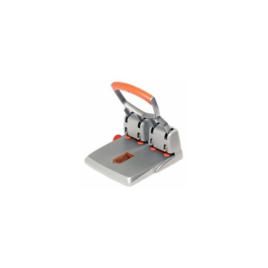 Perforatore HDC150 - max 150 fogli - 4 fori - passo 8 cm - grigio/arancio - Rapid
