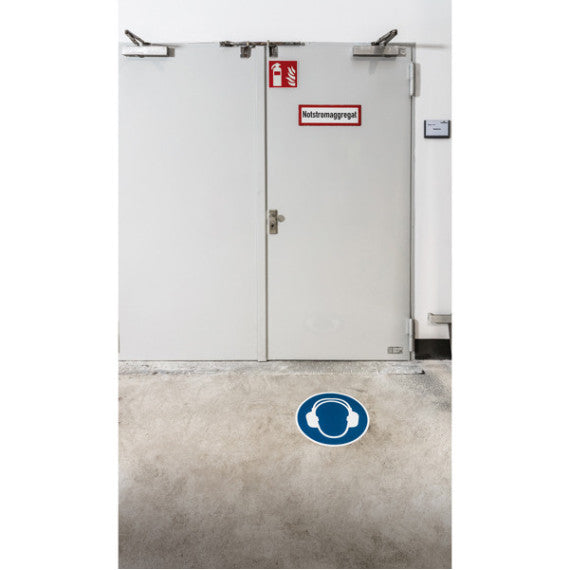 Pittogramma adesivo - da terra - Indossare protezione auricolare - diametro 43 cm - Durable