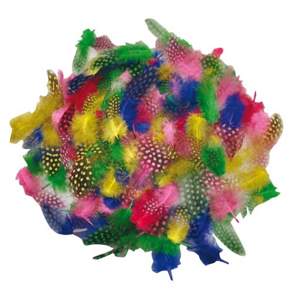 Piume tropicali - dimensione 50-100 mm - colori assortiti - DECO - conf. 100 pezzi