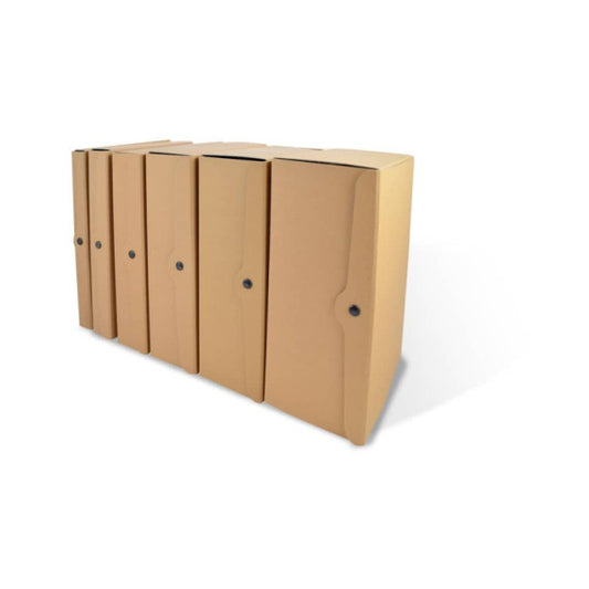 Porta progetti con tre bottoni EURO-CART linea Eco 25x35 cm dorso 15 cm avana CPECO15AV