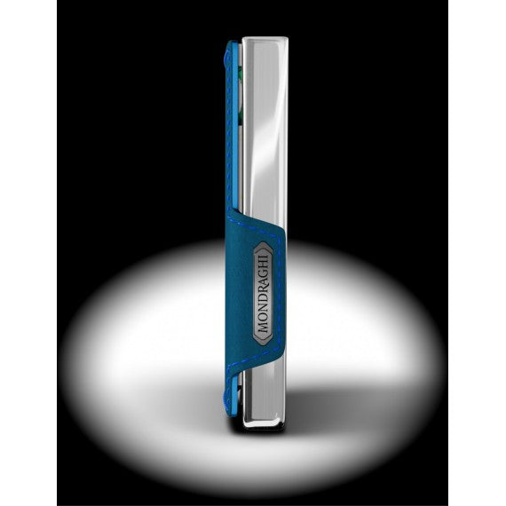PORTA TESSERE MONDRAGHI ELEGANCE BLUE - MINI WALLET IN PELLE CON PROTEZIONE RFID - 9 TESSERE CARDS + BANCONOTE MADE IN ITALY