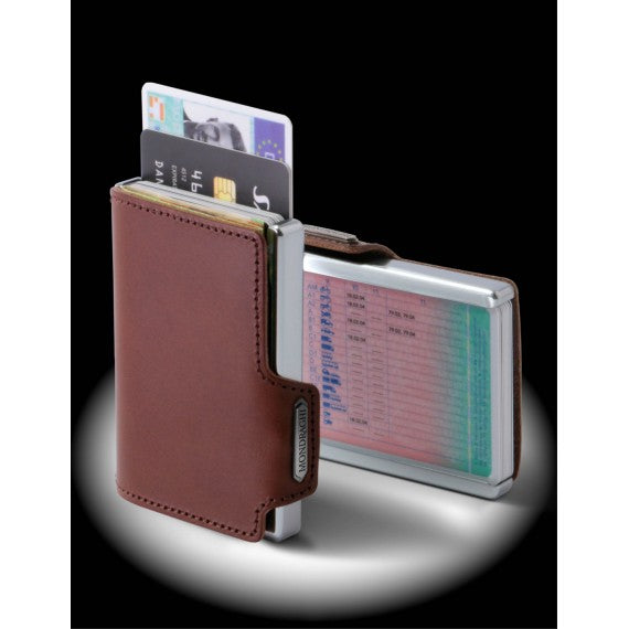 PORTA TESSERE MONDRAGHI ELEGANCE BROWN - MINI WALLET IN PELLE CON PROTEZIONE RFID - 9 TESSERE CARDS + BANCONOTE MADE IN ITALY