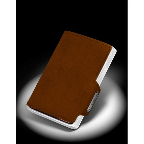 PORTA TESSERE MONDRAGHI ELEGANCE BROWN - MINI WALLET IN PELLE CON PROTEZIONE RFID - 9 TESSERE CARDS + BANCONOTE MADE IN ITALY