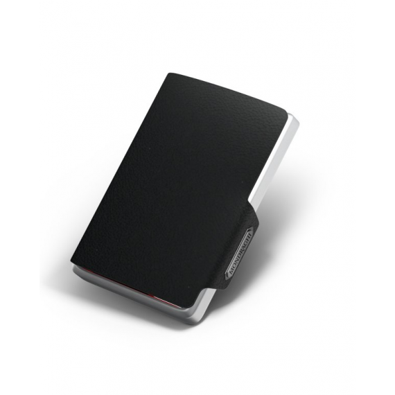 Porta tessere Mondraghi ONE BLACK ,mini wallet in pelle con protezione RFID,fino a 9 cards + banconote Made in Italy