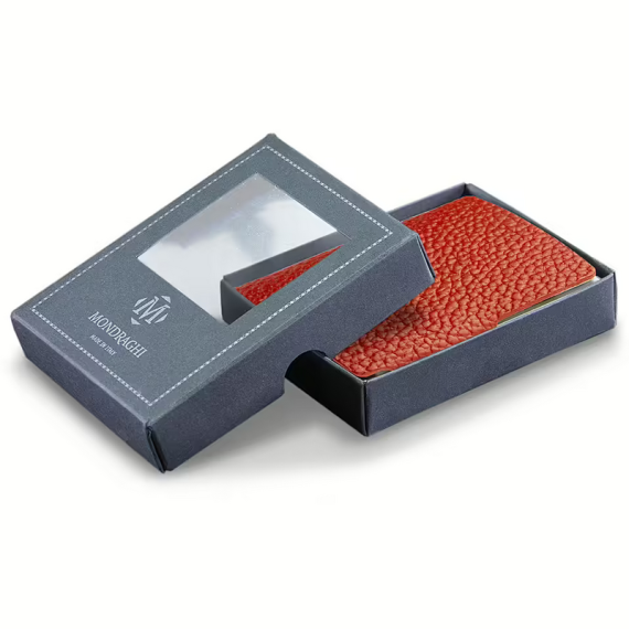 Porta tessere Mondraghi ONE PLUS RED con portamonete,mini wallet in pelle con protezione RFID,fino a 9 cards + banconote