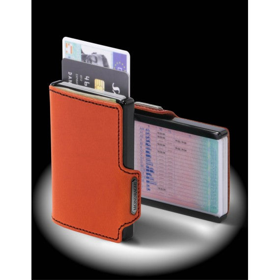 PORTA TESSERE MONDRAGHI RACING ORANGE - MINI WALLET IN PELLE CON PROTEZIONE RFID - 9 TESSERE - CARDS + BANCONOTE MADE IN ITALY