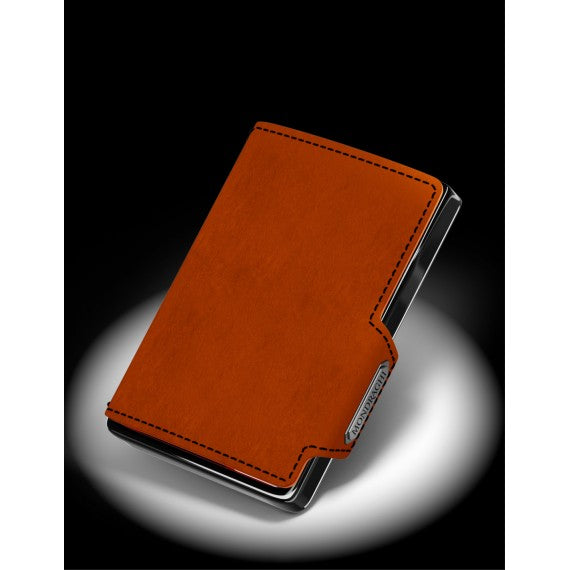 PORTA TESSERE MONDRAGHI RACING ORANGE - MINI WALLET IN PELLE CON PROTEZIONE RFID - 9 TESSERE - CARDS + BANCONOTE MADE IN ITALY