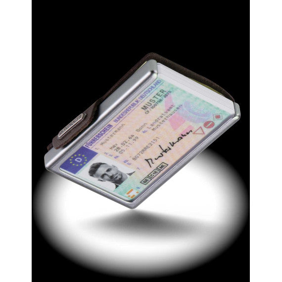 Porta tessere Mondraghi SAFFIANO TEAK,mini wallet in pelle con protezione RFID,fino a 9 tessere + banconote Made in Italy