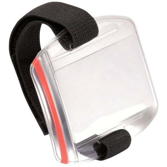 Portabadge da braccio Durable OUTDOOR SECURE 54x87 mm con velcro nero/trasparente Conf. 10 pezzi - 841419