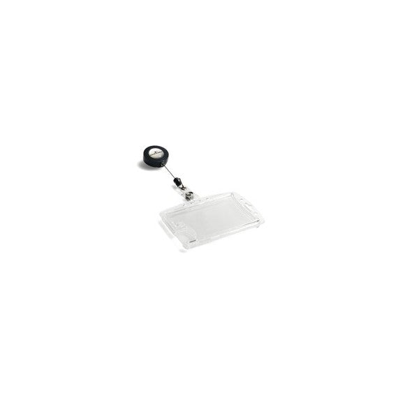 Portabadge Duo in acrilico con chiocciola - 2 tessere inseribili - 5,4 x 9 cm - Durable - conf. 10 pezzi