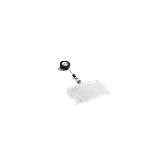 Portabadge Duo in acrilico con chiocciola - 2 tessere inseribili - 5,4 x 9 cm - Durable - conf. 10 pezzi