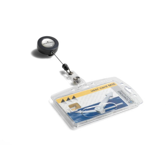 Portabadge Durable Chiuso con chiocciola yo-yo 1 tessera conf. 10 pz 54x87 mm 8012-19