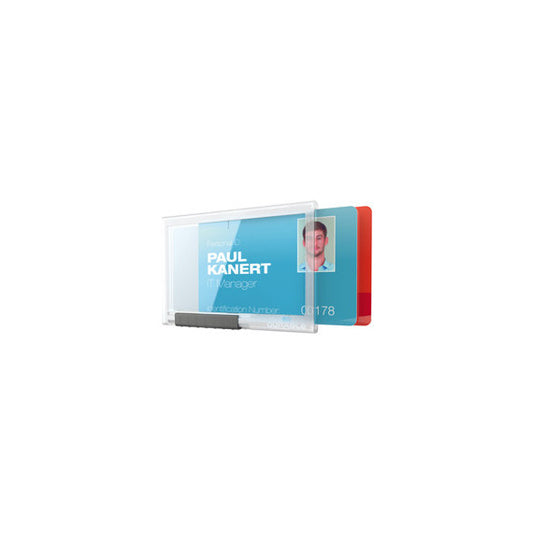 Portabadge PushBox Duo - 2 tessere inseribili - 5,4 x 8,7 cm - Durable - conf. 10 pezzi