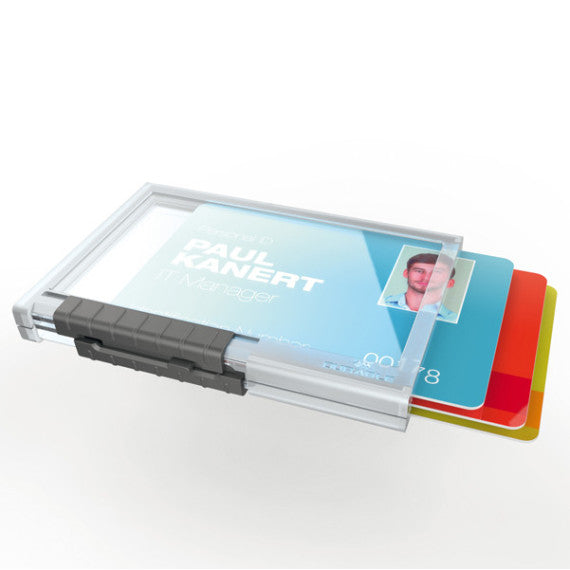 Portabadge PushBox Trio - 3 tessere inseribili - 5,4 x 8,7 cm - Durable - conf. 10 pezzi