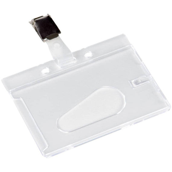 Portabadge Q-Connect 85x54 mm con clip - rigido - conf. da 10 - KF14148