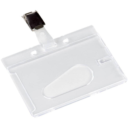 Portabadge Q-Connect 85x54 mm con clip - rigido - conf. da 10 - KF14148