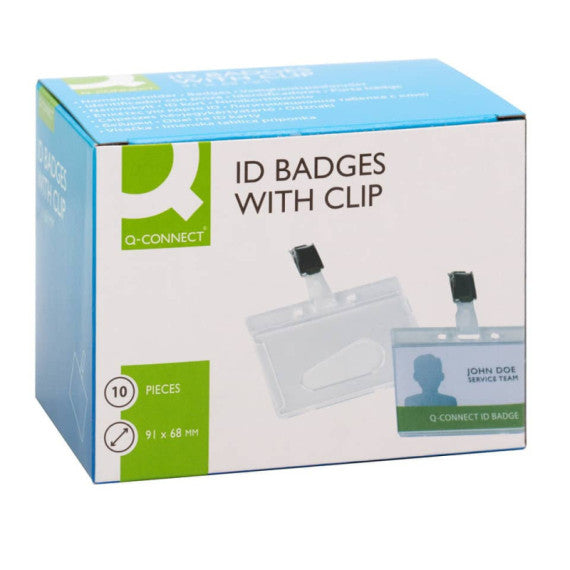 Portabadge Q-Connect 85x54 mm con clip - rigido - conf. da 10 - KF14148