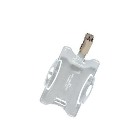 Portabadge rigido Durable 85x54 mm con clip di sicurezza orientabile trasparente Conf. 25 pezzi - 811819