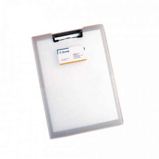 Portablocco TECNOSTYL A4 in PPL 24x1x33 cm con mollettone fermafogli - trasparente - CB002
