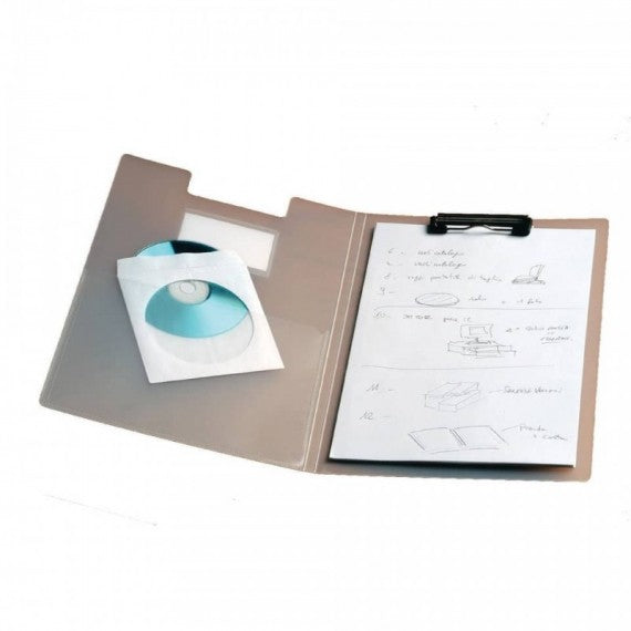 Portablocco TECNOSTYL A4 in PPL 24x1x33 cm con mollettone fermafogli - trasparente - CB002