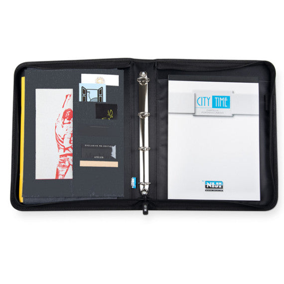 Portablocco - tessuto - c/anelli - nero - 28,5x36 cm - City Time