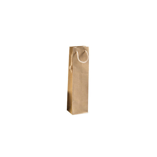 Portabottiglie - maniglie cordino cotone - 12 x 39 + 9 cm - 160 gr - carta kraft - avana - PNP - conf. 12 pezzi
