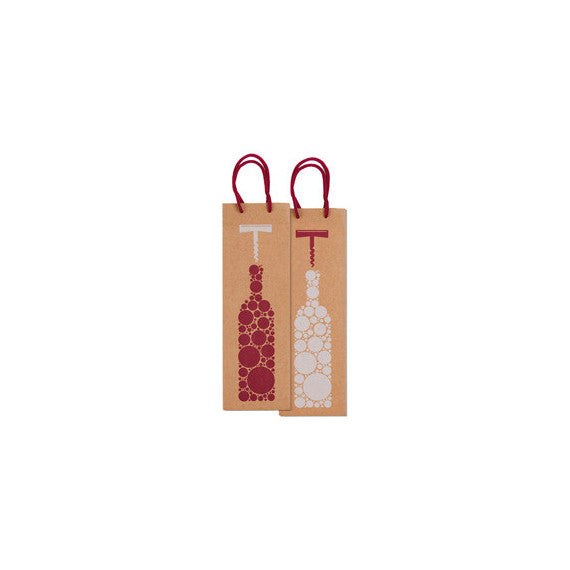 Portabottiglie natale - 37 x 12 x 9 cm - carta kraft - stampa fantasia - Sadoch